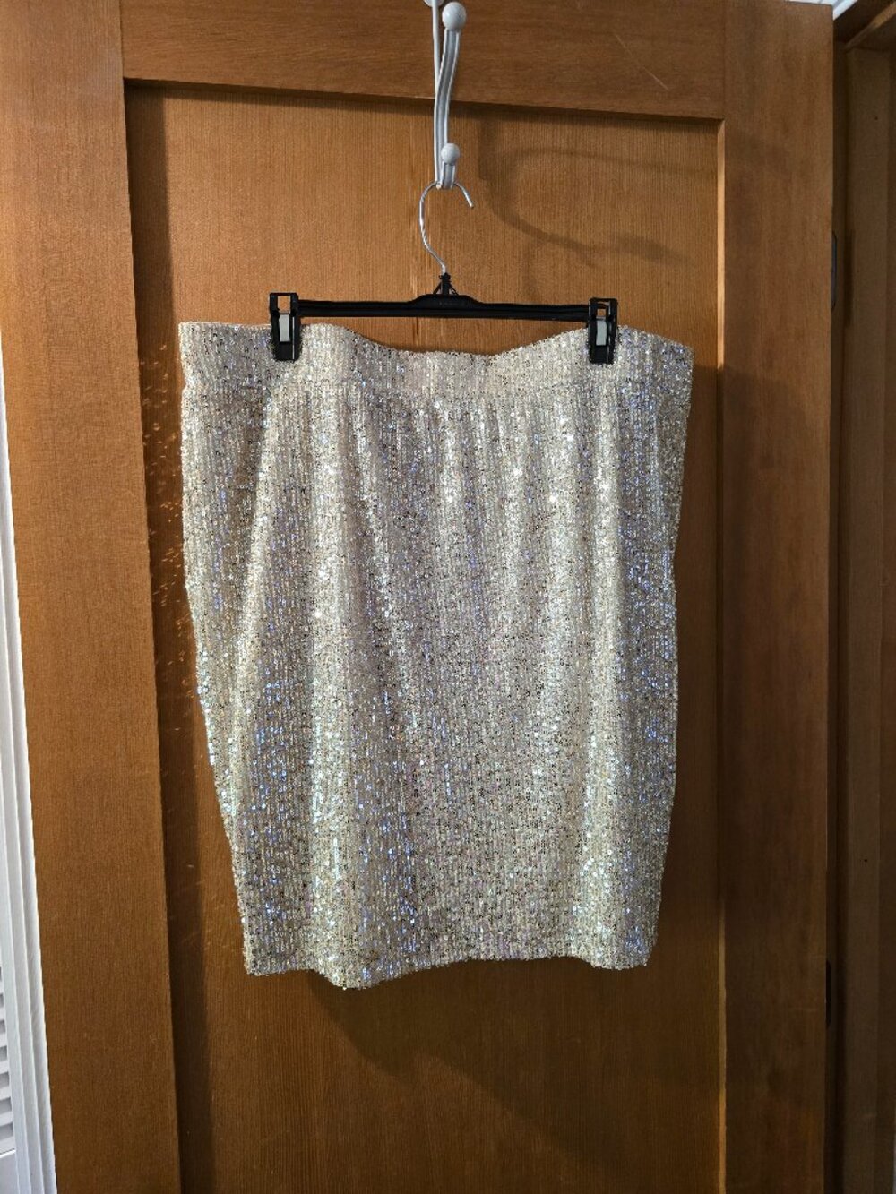 Torrid Silver Sequin Elastic Waist Mini Skirt